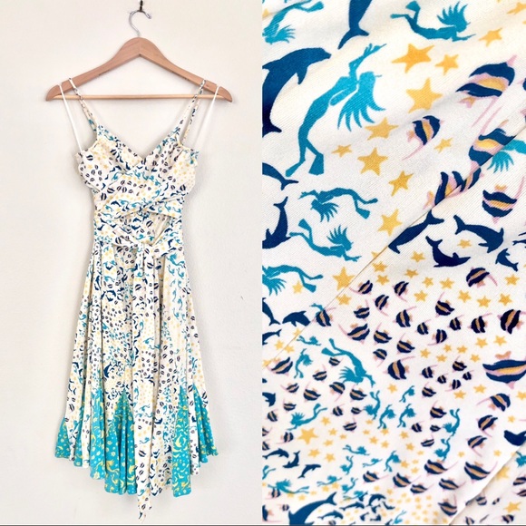 Issa London Dresses & Skirts - {Issa London} Silk Aquatic Printed Wrap Slip Dress